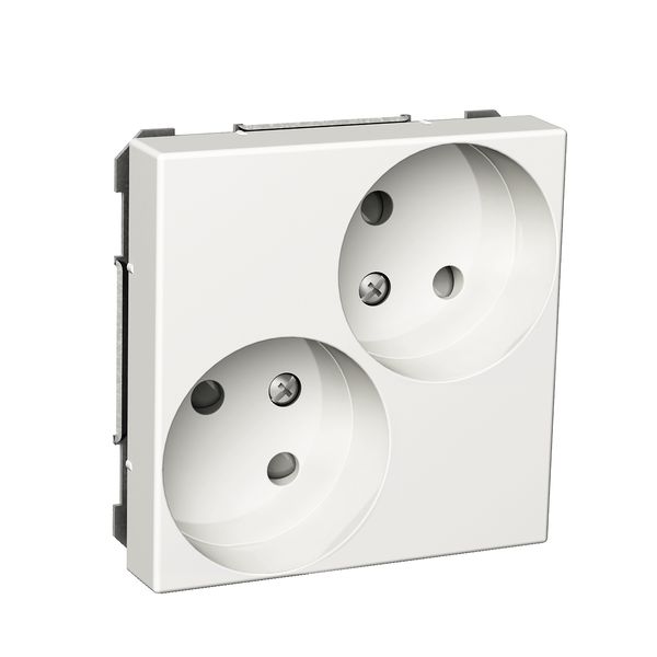 Exxact double socket-outlet diagonal unearthed screwless white image 3