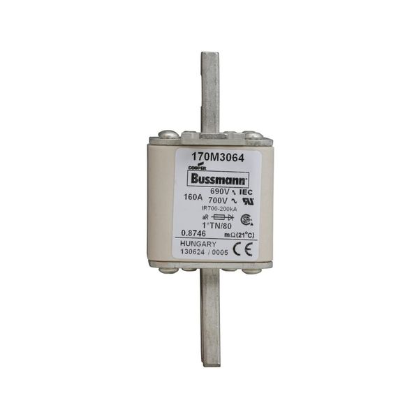 Fuse-link, high speed, 160 A, AC 690 V, compact DIN 1, 45 x 58 x 104 mm, aR, DIN, IEC, single indicator image 6