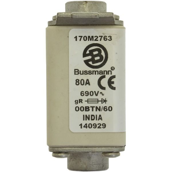 Fuse-link, high speed, 80 A, AC 690 V, size 00, 30 x 62 x 64 mm, aR, IEC, single indicator image 6