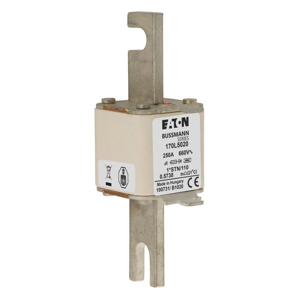 Fuse-link, high speed, 250 A, AC 660 V, compact size 1, 43 x 58 x 140 mm, aR, DIN, IEC, single indicator image 14