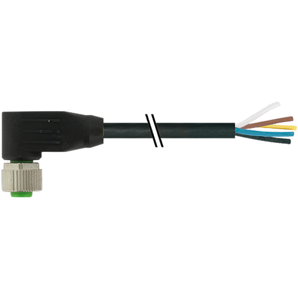 M12 female 90° A-cod. with cable PUR 5x0.34 bk UL/CSA+drag ch. 50m image 1