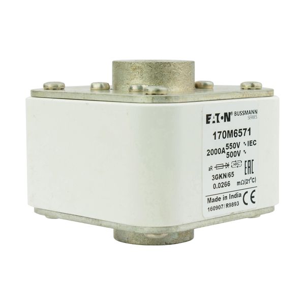 Fuse-link, high speed, 2000 A, AC 550 V, size 3, 76 x 92 x 65 mm, aR, IEC, UL, single indicator image 6