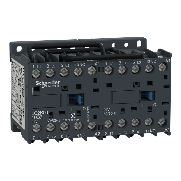 TeSys K reversing contactor, 3P, AC-3 440V 9 A, 1NO, 24V AC coil image 6