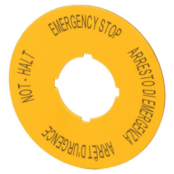 Label, emergency stop, D=90mm, yellow, DE, EN, FR, IT image 2