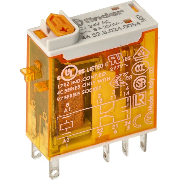 Mini.ind.relays 2CO 8A/24VAC/Agni/Test button/LED/Mech.ind. (46.52.8.024.0054) image 3