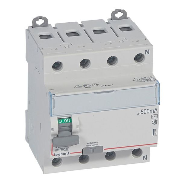 RCD DX³-ID - 4P - 400 V~ neutral right hand side - 80 A - 500 mA - AC type image 1