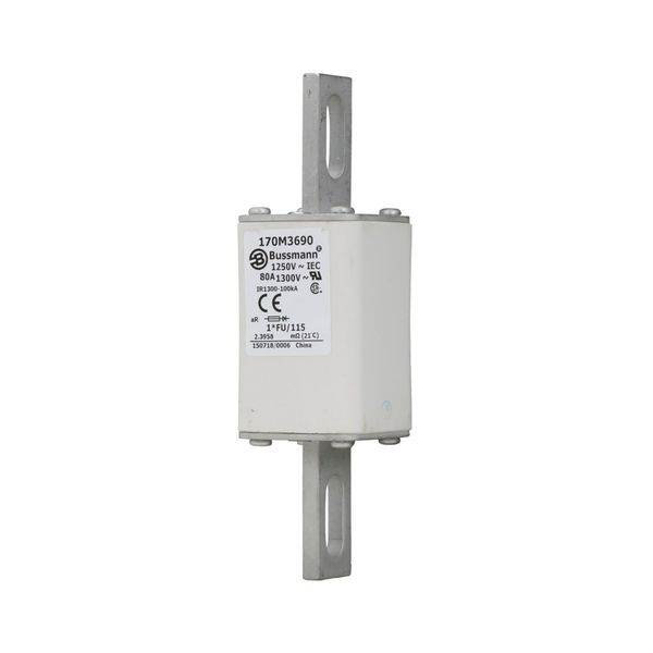 Fuse-link, high speed, 80 A, AC 1250 V, compact size 1, 45 x 45 x 156 mm, aR, IEC, UL image 8