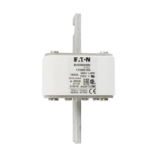 Fuse-link, high speed, 1600 A, AC 690 V, DIN 3, 76 x 90 x 139 mm, aR, DIN, IEC, single indicator image 10