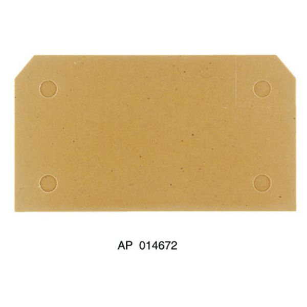 End plate (terminals), 65 mm x 3 mm, dark beige, yellow image 1