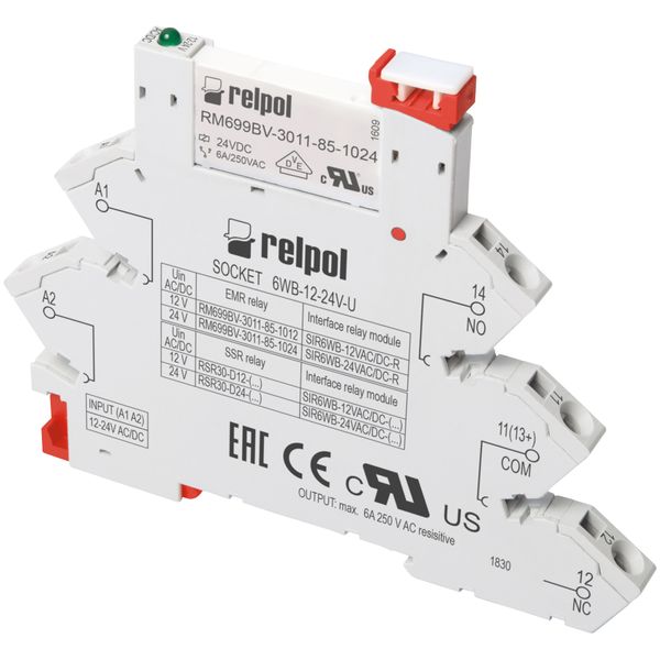 Interface relay: consists with:universal socket 6WB-6-24V-U and relay  RM699BV-3011-85-1012 image 1