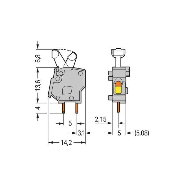 Stackable PCB terminal block push-button 2.5 mm² blue image 2