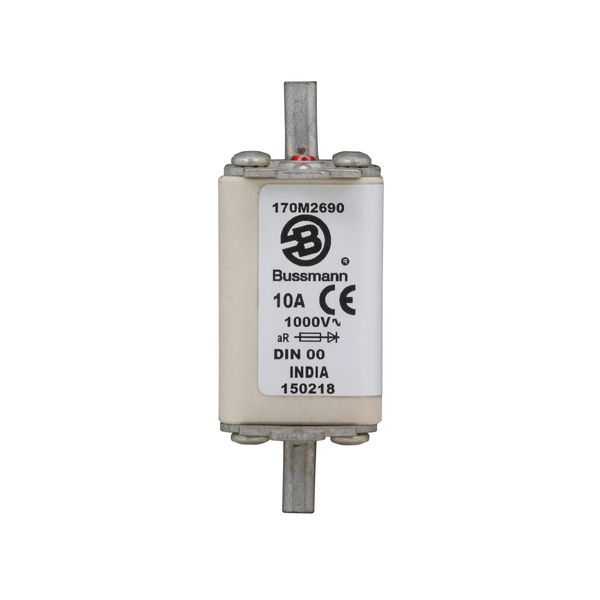 Fuse-link, high speed, 10 A, AC 1000 V, DIN 00, aR, DIN, IEC, single indicator image 12