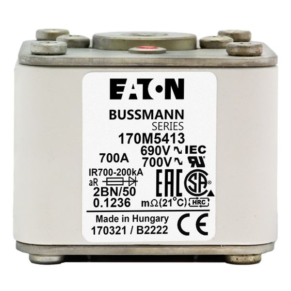 Fuse-link, high speed, 1100 A, AC 600 V, size 2, 61 x 77 x 65 mm, aR, IEC, UL, single indicator image 3