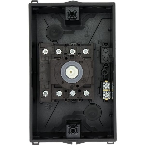 Main switch, P1, 25 A, surface mounting, 3 pole + N, Emergency switching off function, With red rotary handle and yellow locking ring, Lockable in the image 4