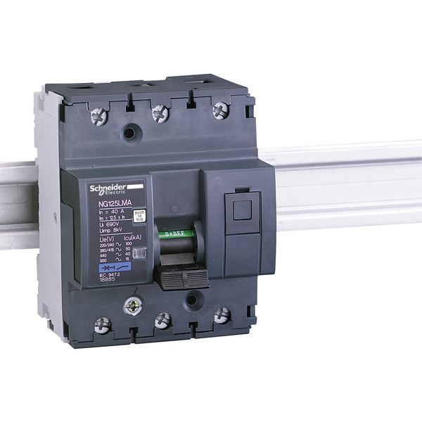 Miniature circuit-breaker, Acti9 NG125LMA, 3P, 40 A, MA curve, 50 kA (IEC 60947-2) image 1