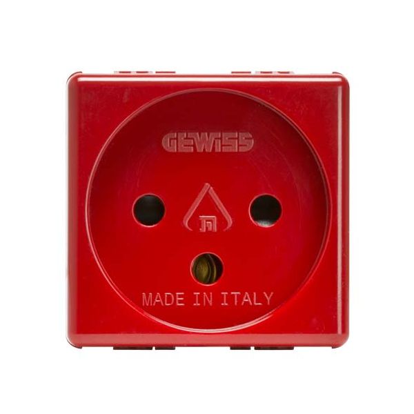 ISRAELI STANDARD SOCKET-OUTLET 250V ac - FOR DEDICATED LINES - 2P+E 16A - 2 MODULES - RED - SYSTEM image 2
