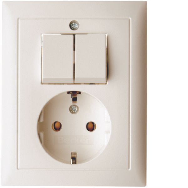 SCHUKO socket outlet with cover plate, S.1, white glossy image 1
