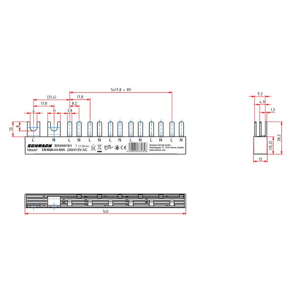 Busbar 2-pole, 1xRCCB 2-pole, 6 MCB 1+N/1 MW, 8MW image 8