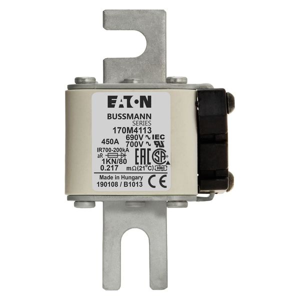 Fuse-link, high speed, 450 A, AC 690 V, DIN 1, 53 x 69 x 108 mm, aR, DIN, IEC, single indicator image 15