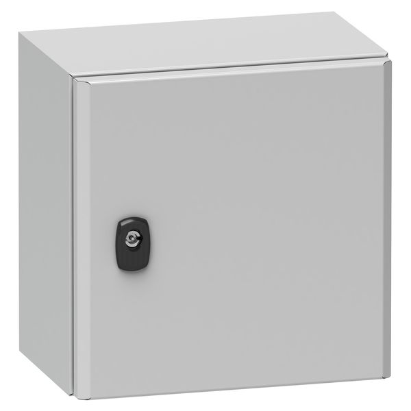 Spacial S3D plain door with mount.plate. H600xW400xD200.IP66 IK10 RAL7035. image 1
