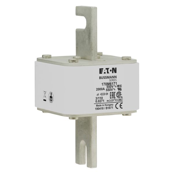 Fuse-link, high speed, 1800 A, AC 550 V, DIN 3, 76 x 90 x 139 mm, aR, DIN, IEC, single indicator image 10