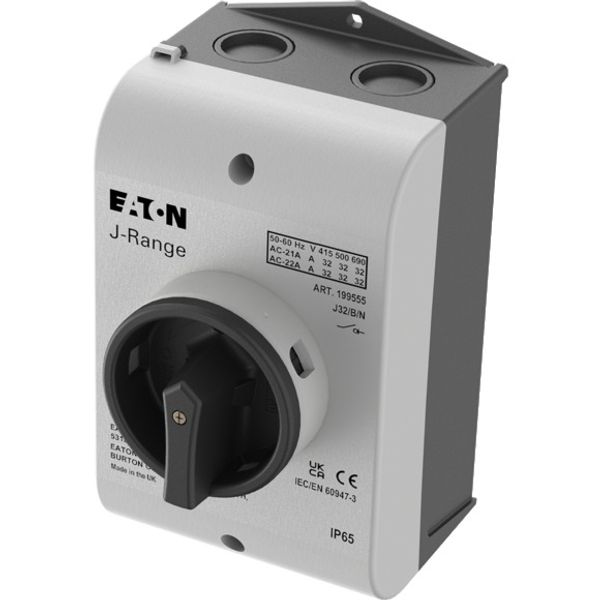 Main switch, 32 A, surface mounting, 3 pole + N, STOP function, With black rotary handle and locking ring, Lockable in the 0 (Off) position image 2