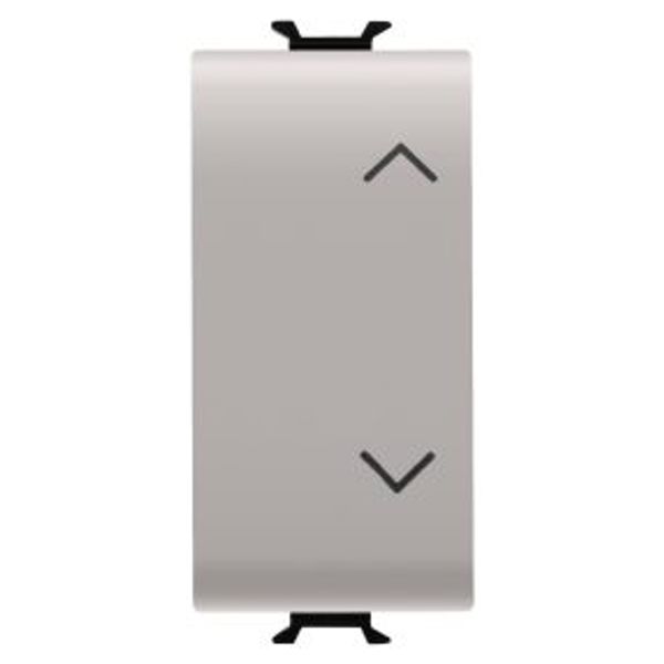 THREE-WAY SWITCH 2P - 250V ac - 10AX - NEUTRAL BUTTON - SYMBOL UP-DOWN - 1 MODULE - NATURAL SATIN BEIGE - CHORUSMART image 1