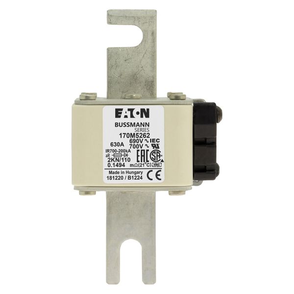 Fuse-link, high speed, 630 A, AC 690 V, DIN 2, 61 x 77 x 138 mm, aR, DIN, IEC, single indicator image 8