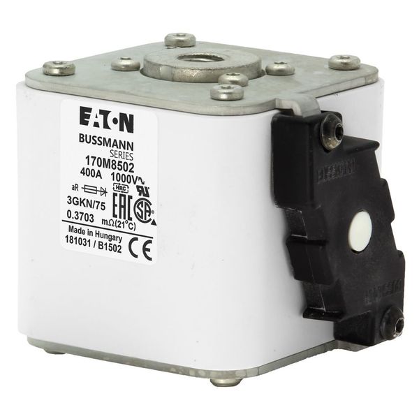 Fuse-link, high speed, 400 A, AC 1000 V, size 3, 74 x 92 x 91 mm, aR, IEC, UL, single indicator image 13