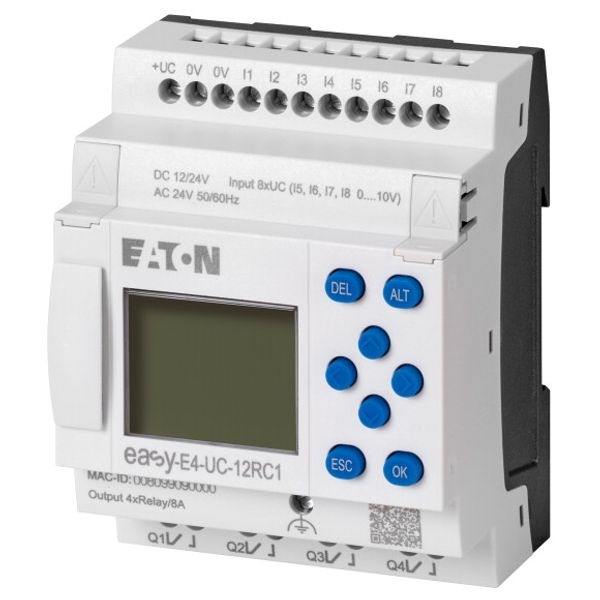 Control relays easyE4 with display (expandable, Ethernet), 12/24 V DC, 24 V AC, Inputs Digital: 8, of which can be used as analog: 4, screw terminal image 3