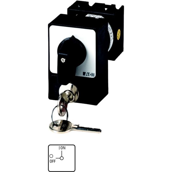 Changeoverswitches, T0, 20 A, flush mounting, 4 pole, with black thumb grip and front plate, Cylinder lock SVA image 3