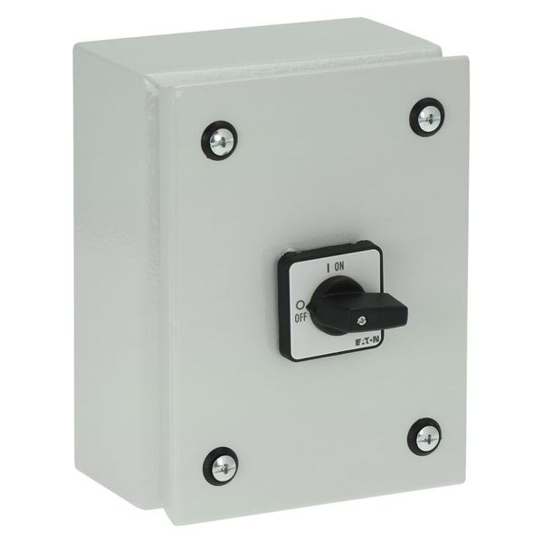 On-Off switch, P1, 40 A, 3 pole + N, surface mounting, with black thumb grip and front plate, in steel enclosure image 13