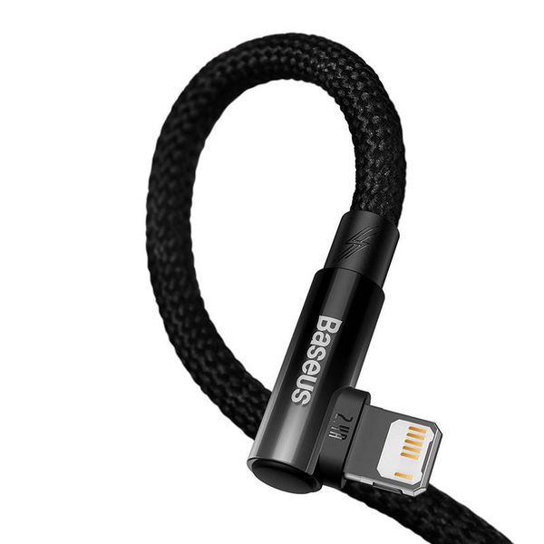 Cable USB A Plug - IP Lightning Plug 90° Angled 1.0m 20W 2.4A, Black MVP Elbow BASEUS image 5