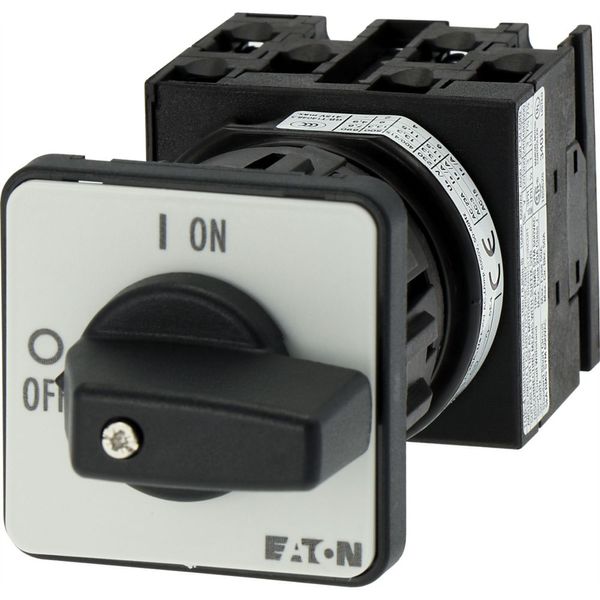 On-Off switch, T0, 20 A, centre mounting, 3 contact unit(s), 6 pole, with black thumb grip and front plate image 20