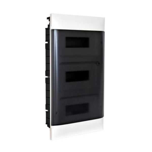 3X12 module recessed box - Smoke door - Earth terminal block - Masonry wall image 1