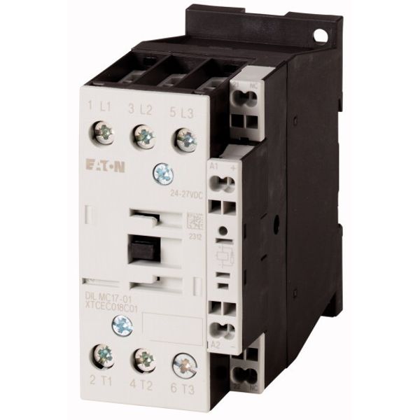 Contactor, 3 pole, 380 V 400 V 7.5 kW, 1 NC, RDC 240: 200 - 240 V DC, DC operation, Spring-loaded terminals image 1