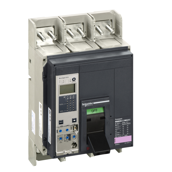 circuit breaker ComPact NS800N, 50 kA at 415 VAC, Micrologic 5.0 A trip unit, 800 A, fixed,3 poles 3d image 4