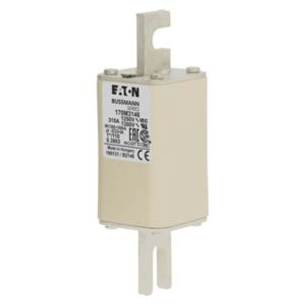 Fuse-link, high speed, 315 A, AC 1250 V, compact size 1, 45 x 45 x 138 mm, aR, DIN, IEC, single indicator image 2