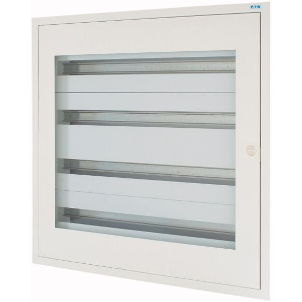 Complete flush-mounted flat distribution board with window, white, 33 SU per row, 4 rows, type C image 1