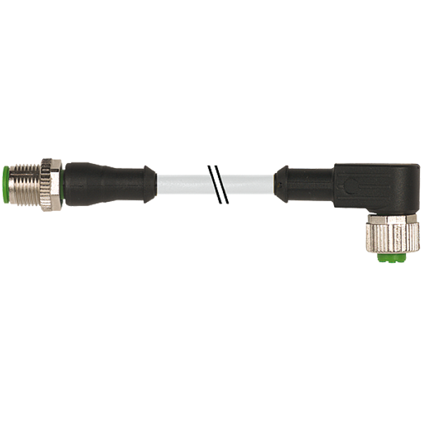 M12 male 0° / M12 female 90° A-cod. PUR 4x0.34 gy +robot+drag ch. 3m image 1