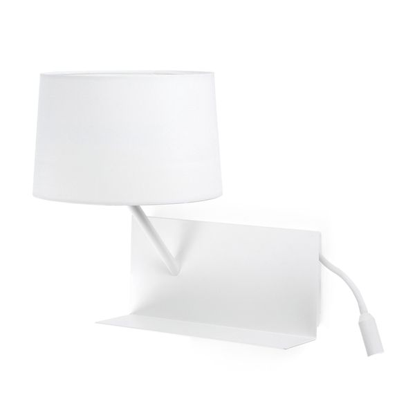 HANDY WHITE WALL LAMP WITH LED LEFT READER 1XE27 M image 1