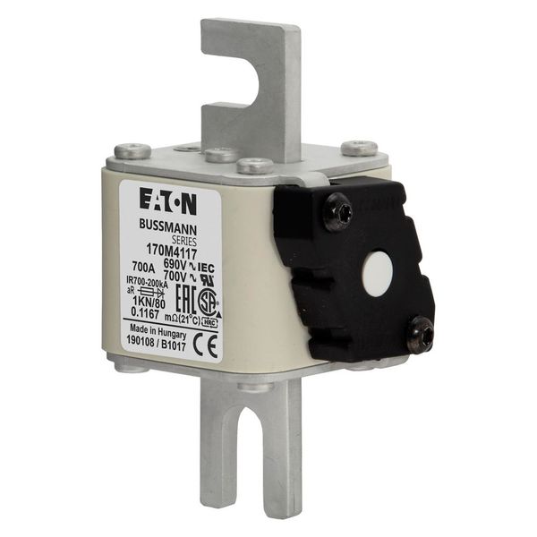 Fuse-link, high speed, 700 A, AC 690 V, DIN 1, 53 x 69 x 108 mm, aR, DIN, IEC, single indicator image 5