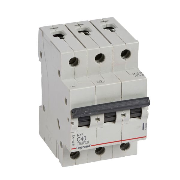 MCB RX³ 6000 - 3P - 400V~ - 40 A - C curve - prong/fork type supply busbars image 1