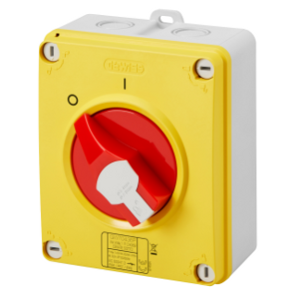 ISOLATOR - HP - EMERGENCY - ISOLATING MATERIAL BOX - 32A 2P - LOCKABLE RED KNOB - IP66/67/69 image 1