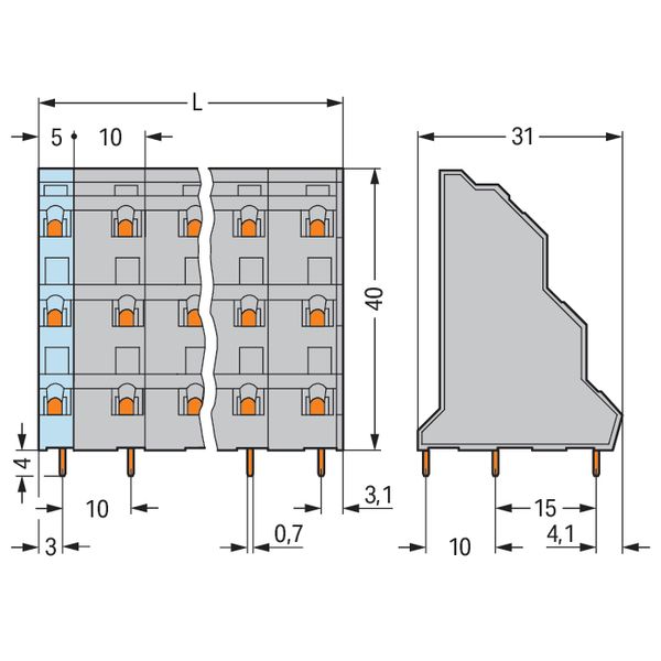 Triple-deck PCB terminal block 2.5 mm² Pin spacing 10 mm gray image 7