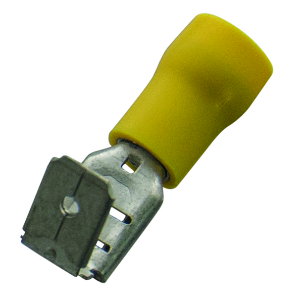 Flat connector sleeve (female) 4.0-6.0/6.3x0.8 yellow insulated Nylon image 1