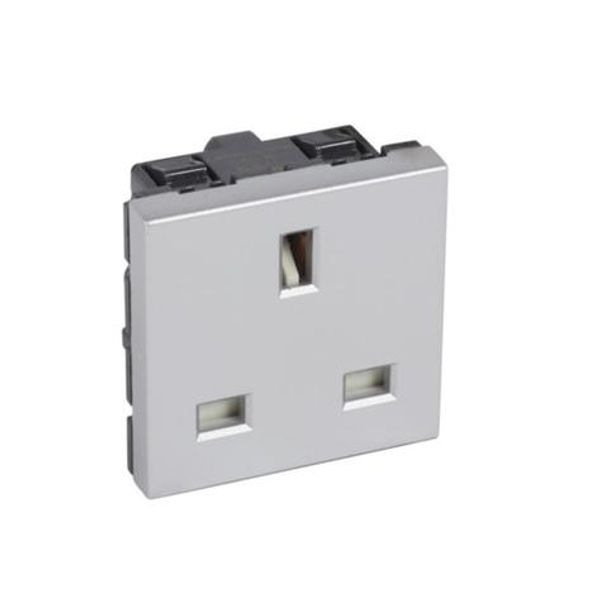 British standard 2P+E switched socket outlet Arteor 13 A - 2 modules - alu image 1