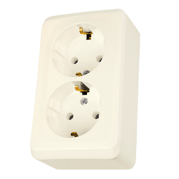 PRIMA - double socket-outlet with side earth - 16A, beige image 3