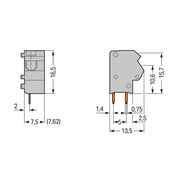 Stackable PCB terminal block 2.5 mm² Pin spacing 7.5/7.62 mm dark gray image 2