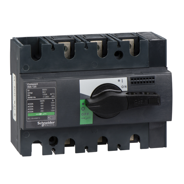 switch disconnector, Compact INS125 , 125 A, standard version with black rotary handle, 3 poles image 4